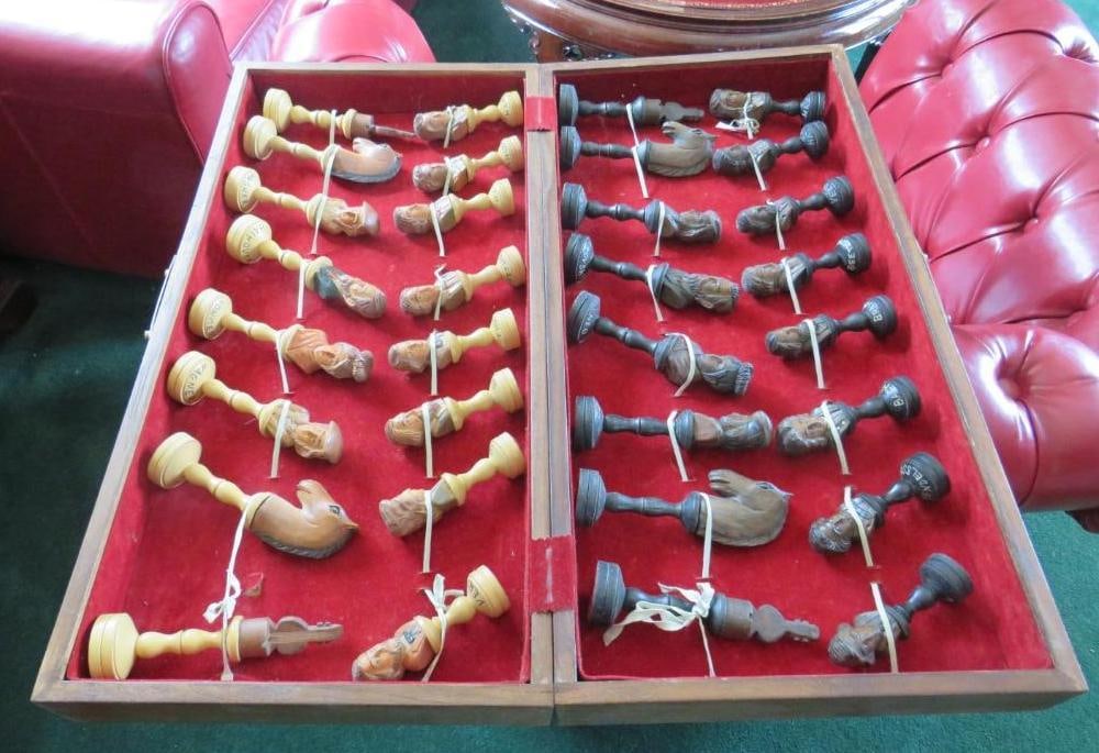 Great Musical Composers Chess Board: wood carvedLocation: Den