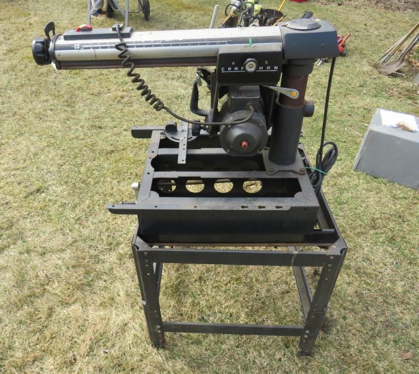 Craftsman Radial Arm Saw: m/n 11329430, 115/230v, 1-phase, on stand Location: Shed