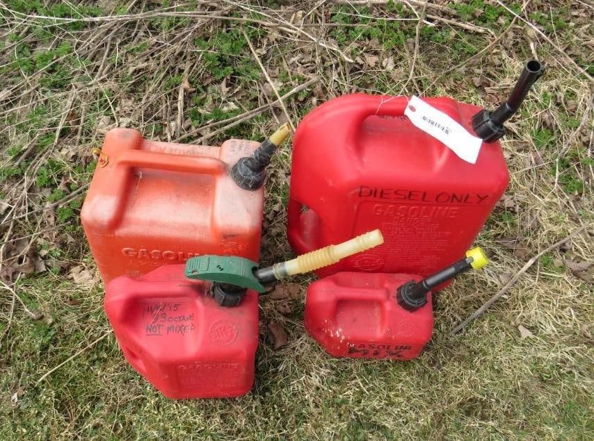 (4) Gas Tanks: 5 Gl., 6 Gl., 1Gl., 2 Gl.Location: Shed