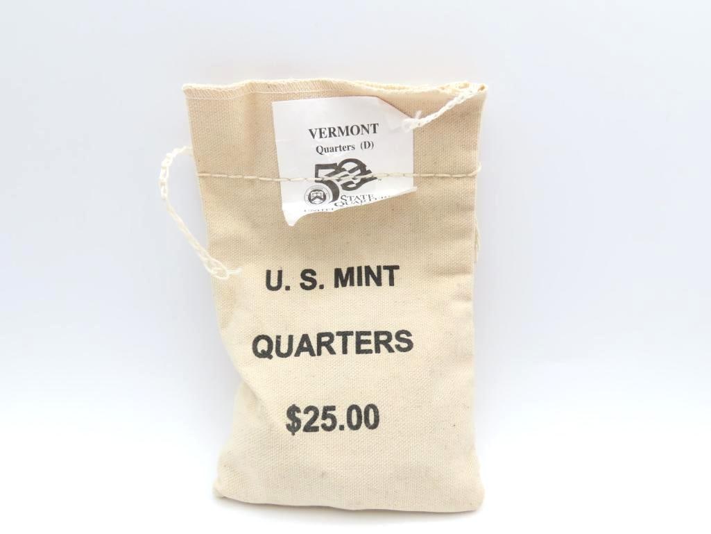 U.S. Mint $25.00 Bag of VT Quarters: .