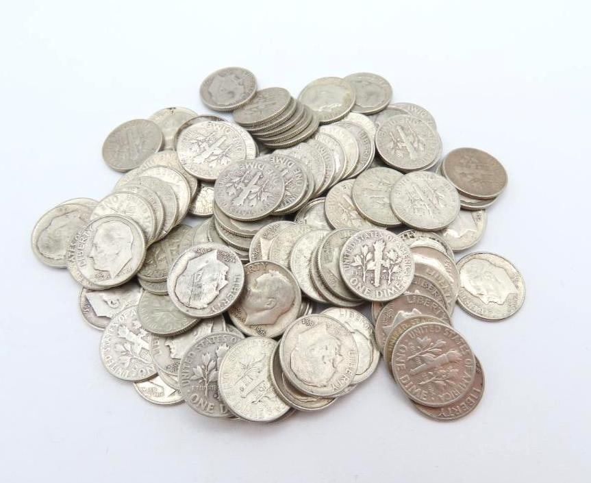 (100) Silver U.S. Roosevelt Dimes (1 of 5)