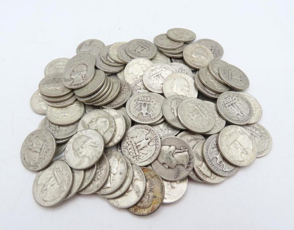 (100) Silver U.S. Washington Quarters (1 of 4)