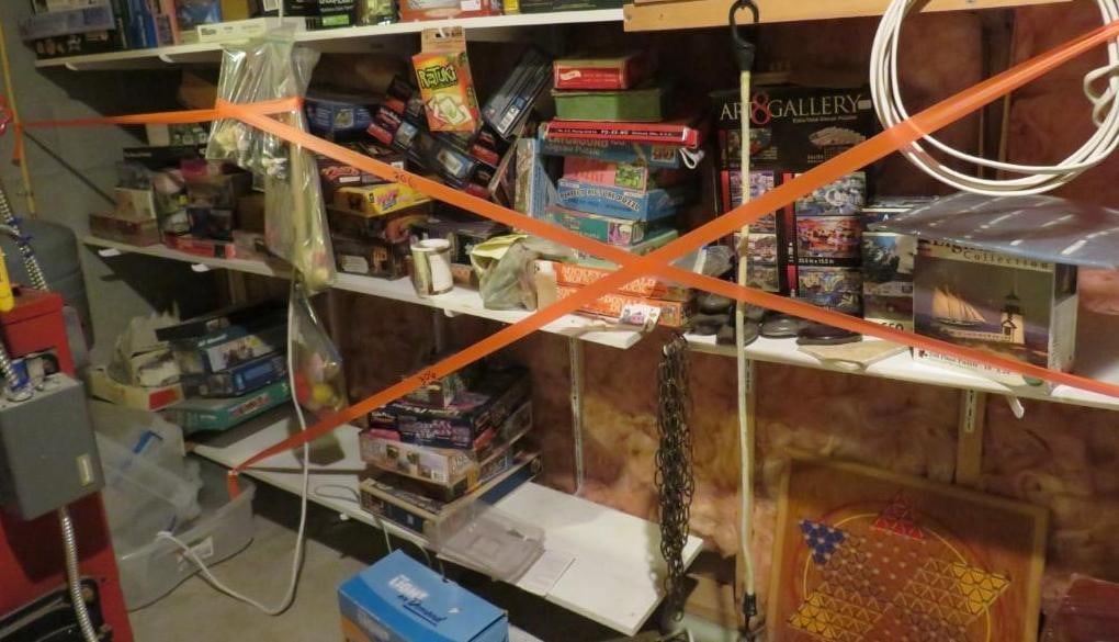 (40+/-) Puzzles: on second and third shelf, Location: basement