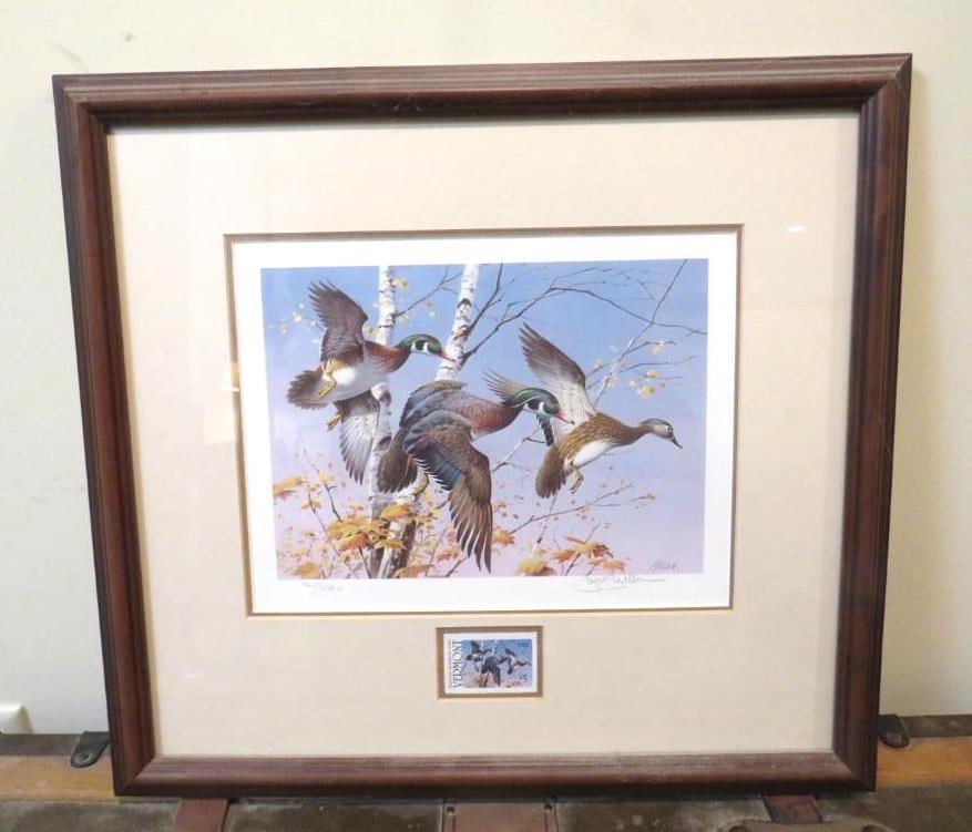 1986 Vermont Migratory Waterfowl Framed Print w/ Stamp: by Jim Killen , Location: basement