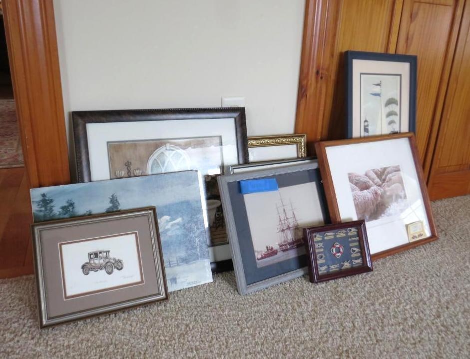 (8pcs.) Framed Artwork: , Location: 2nd floor loft