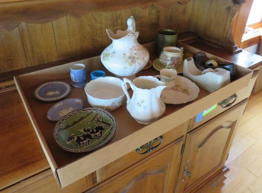 Asst. China: incl. 3-piece wedgewood, teacups, saucers, etc., Location: dining room