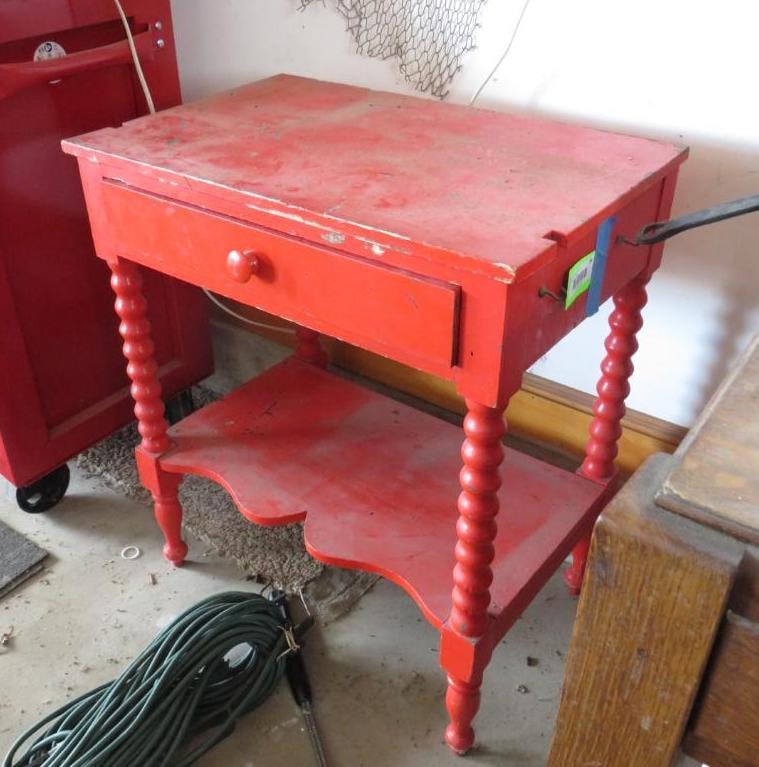 Vintage Wood Night Stand: 24 1/2"x16"x28 1/2", Location: garage
