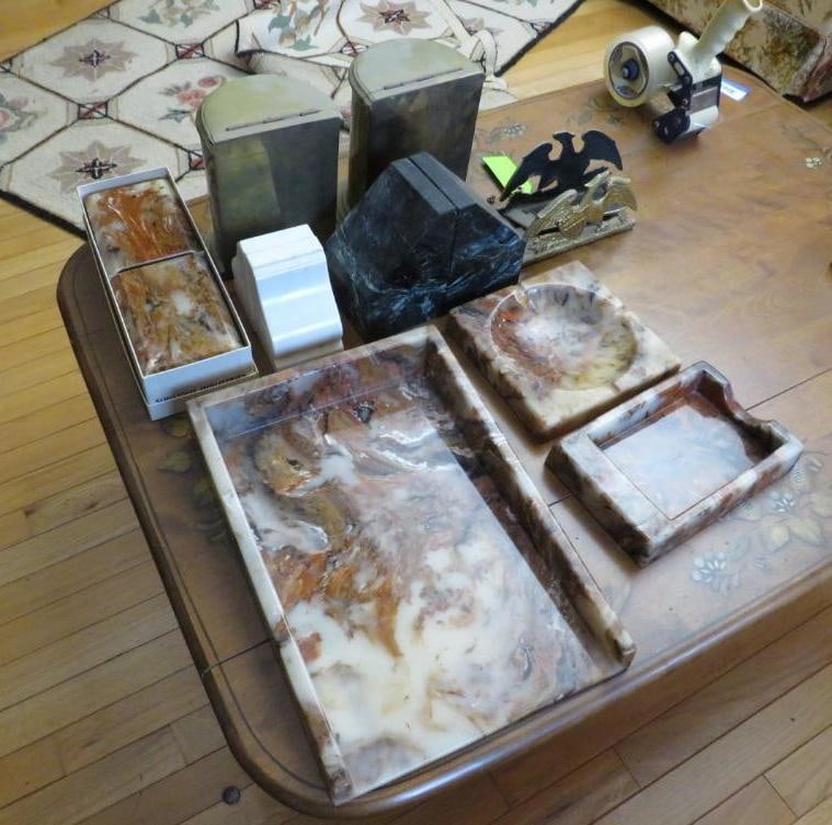 (4) Pairs of Bookends & Ultra Stone Desk Set (1 of 8)