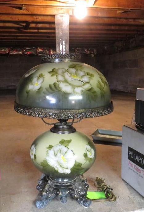 Glass & Metal Table Lamp: 27" Height