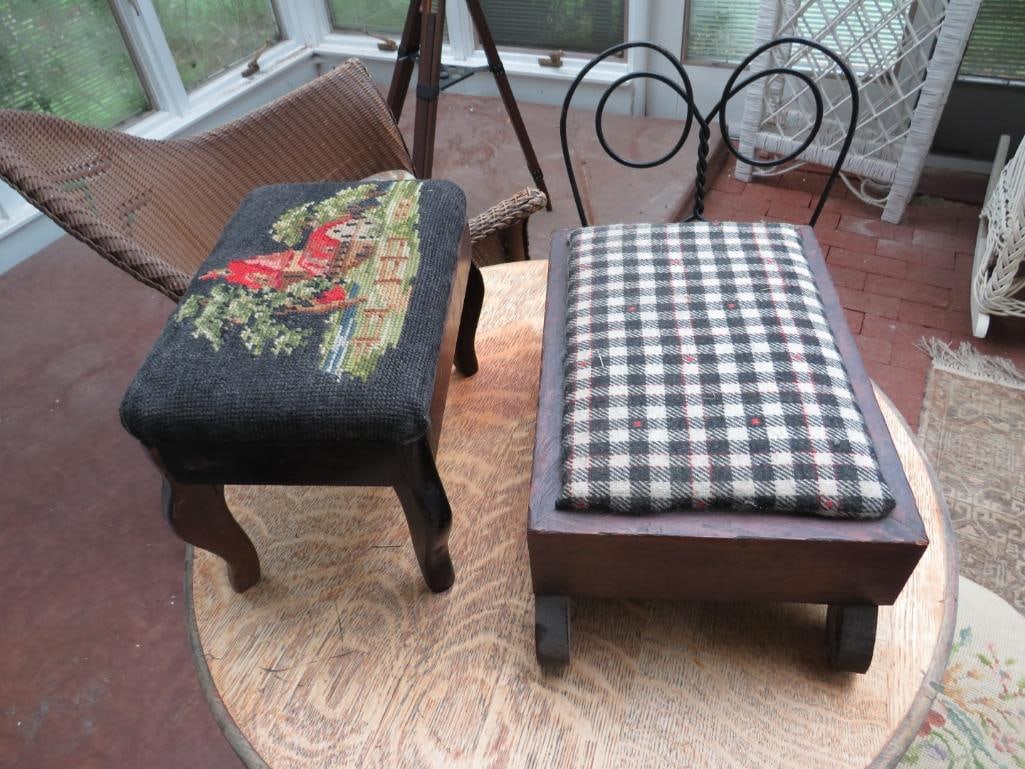 (2) Antique Foot Stools (1 of 9)