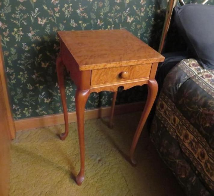 Birds Eye Maple 1-Drawer Stand: 16" x 16" x 29"
