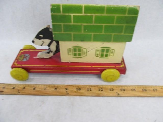 Hustler Toy Dog House Form Pull Toy: 11" long, 7" tall