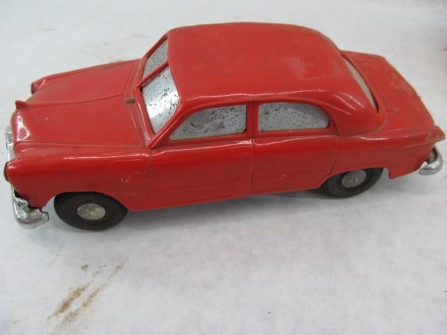 1950's Wind Up Red Plastic Ford Sedan: 1950's Wind Up Red Plastic Ford Sedan