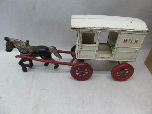 Early Cast Iron Horse Drawn Milk Wagon (1 of 3)