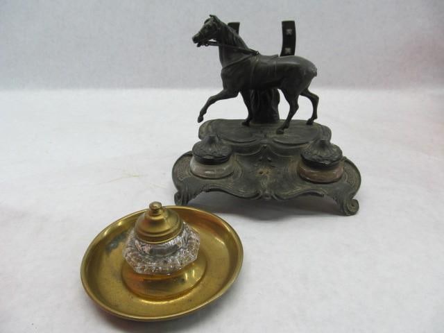 (2) Inkwells: no tail on horse