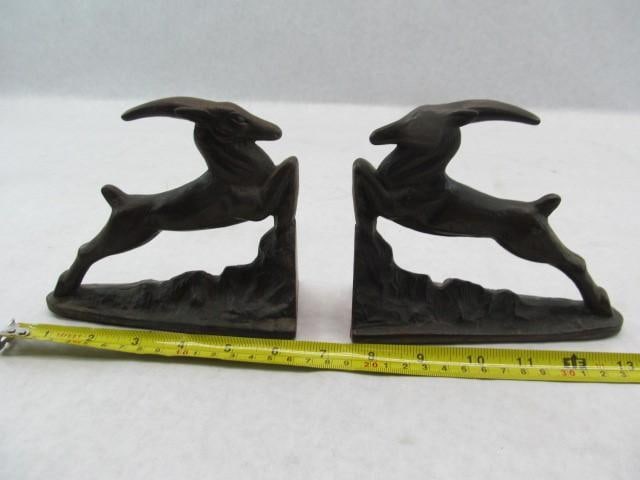 Pair of Antelope Cast Iron Bookends: (6) inches long