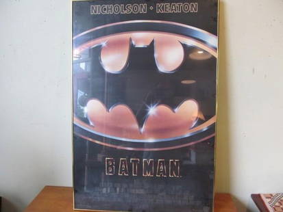 Batman 1989 Original Theater Poster: cloudiness likely on glass (inside), 40" X 27"