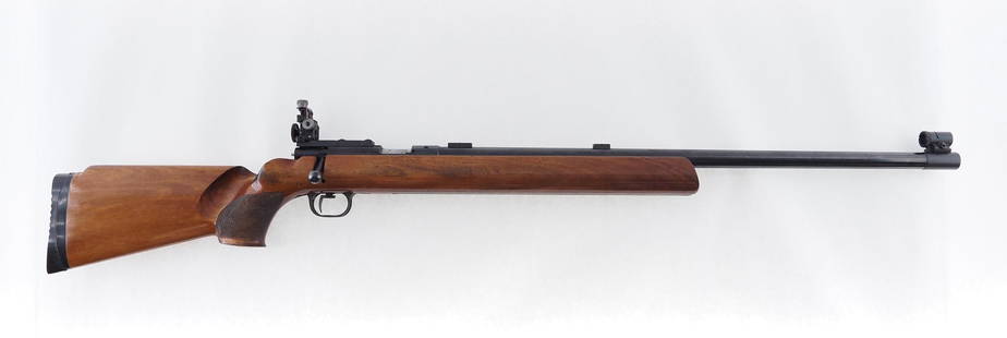 Anschutz Model 1411 Match 54 Bolt Action Rifle: s.n. 34518, .22 LR, 27.5" heavy barrel, Anschutz micrometer rear sight, globe front sight, cheek piece target stock with checkered grip, scope bases, adjustable trigger position and adjustable butt