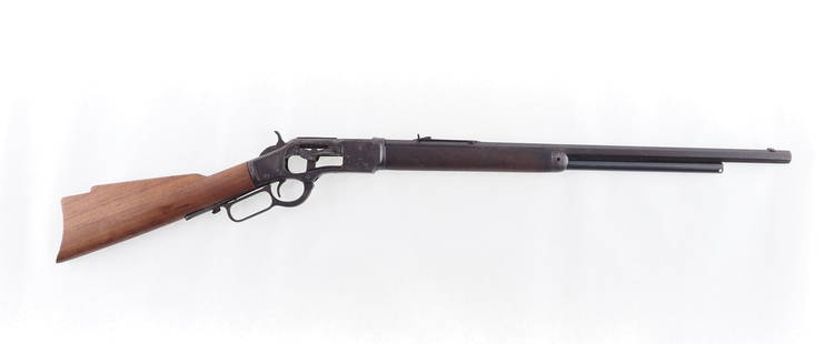 Winchester Model 1873 Lever Action Rifle: s.n. 414344B, .38-40, 24" octagon barrel. Gunsmith's special, lacking the side plates, dust cover, original magazine tube & stock and potentially other parts. Antique 