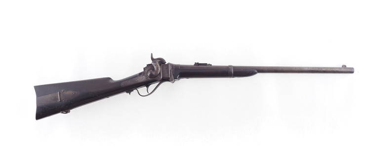Sharps New Model 1859 Percussion Breech Loading Carbine: s.n. 37941, .52 cal., in good, un-molested condition with saddle ring, ladder rear sight and strong rifling. Antique