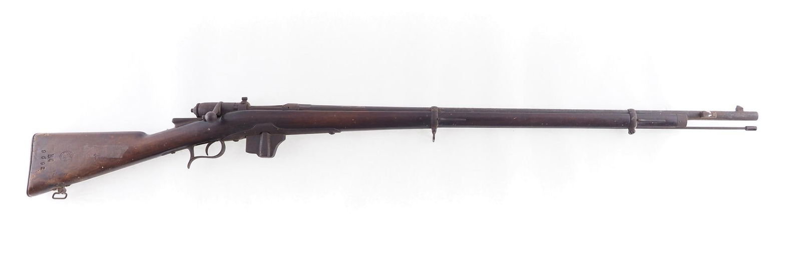 Italian Vetterli-Vitali 1870/87 Bolt Action Rifle: s.n. BC96989, 10.35x47R, in good original condition without modification. Surface rust and lacking the rear sight. Antique