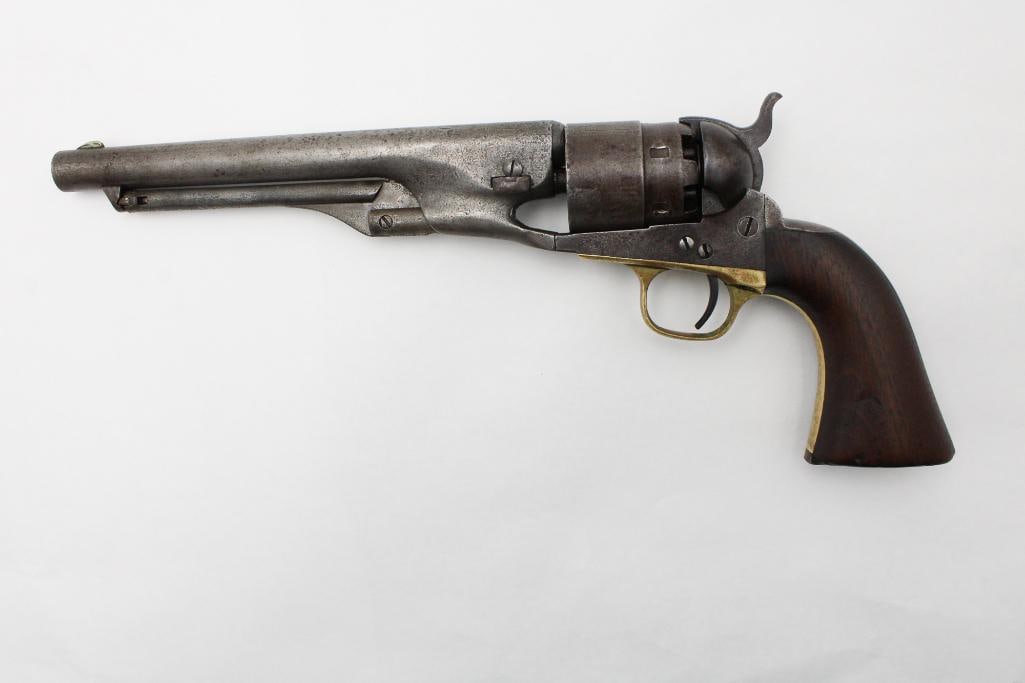 Colt Model 1860 Army Single Action Revolver: s.n. 128643, .44 Cal., 8" barrel, numbers matching, in good un-molested condition. Antique