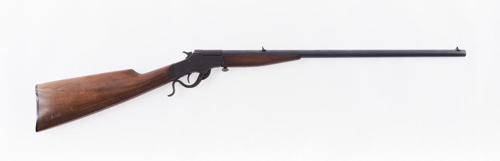 Stevens Marksman Single Shot Rifle: no s.n., .22 LR, 22" barrel. In good to very good overall condition with the wood likely re-varnished. C&R (25-0293)