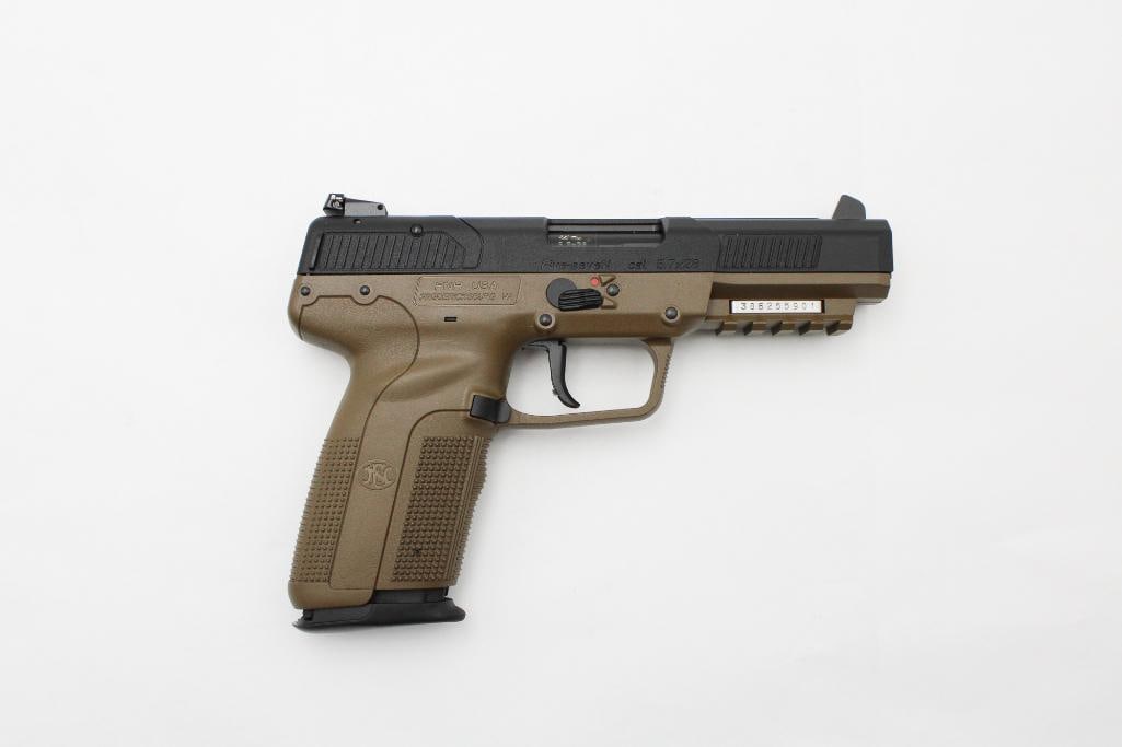 FNH Model Five-Seven Semi-Automatic Pistol: s.n. 386255901, 5.7x28mm, with (3) 20 round magazines. In excellent condition with the factory case. Modern (25-0127)