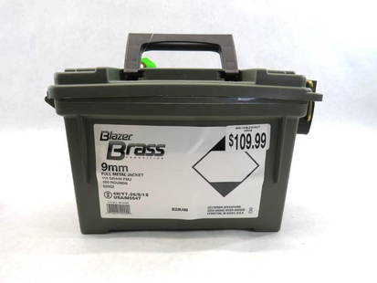 (350)+/- Blazer Brass 9mm Luger Cartridges: 115 Gr. FMJ 