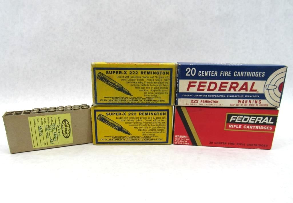 (83) .222 Remington Cartridges: (54) hand loads; (29) Federal