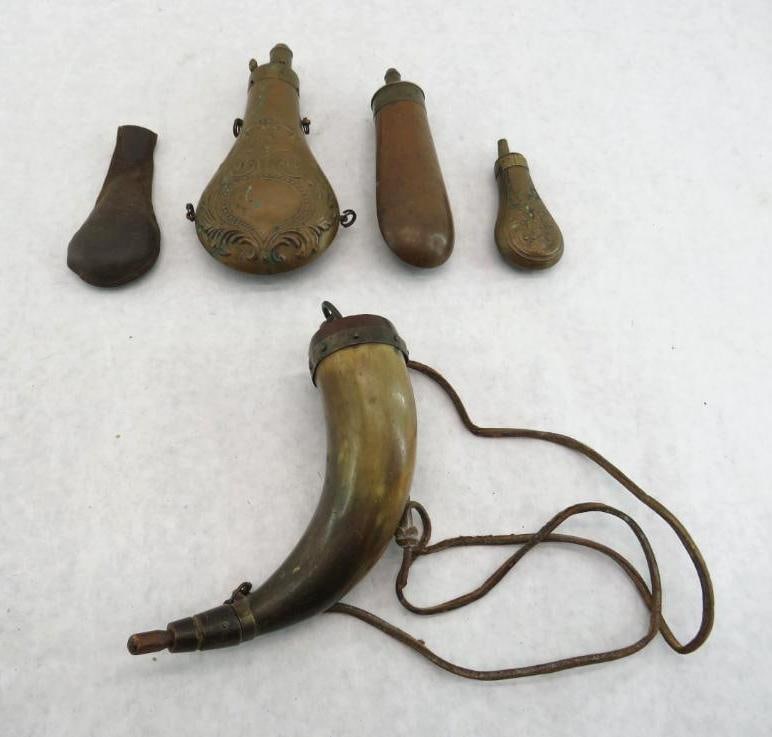 (5) Pcs. Antique Powder Horn & Flasks (1 of 7)