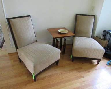 Pair of McGuire Upholstered Slipper Chairs: 22" w x 33" h