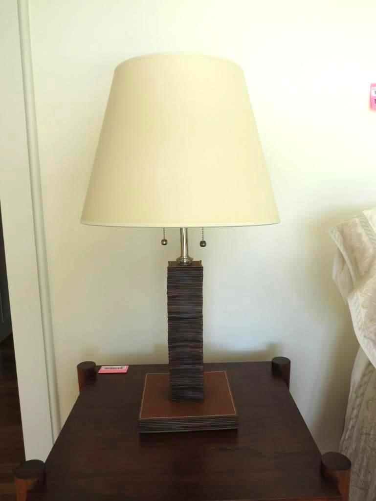 Thomas Pheasant for Circa Lighting Stacked Leather Table Lamp: Thomas Pheasant for Circa Lighting Stacked Leather Table Lamp