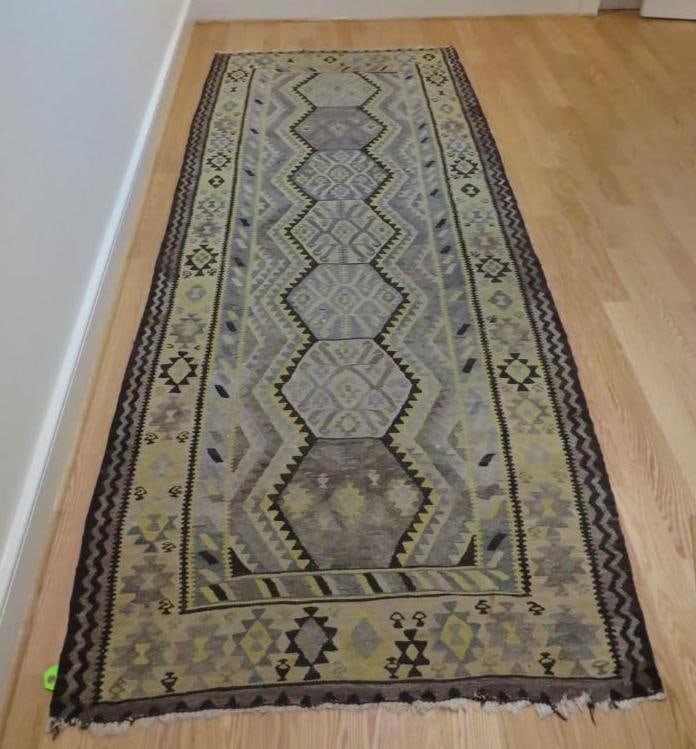 Kilim Rug: 3' 7" x 9' 1"