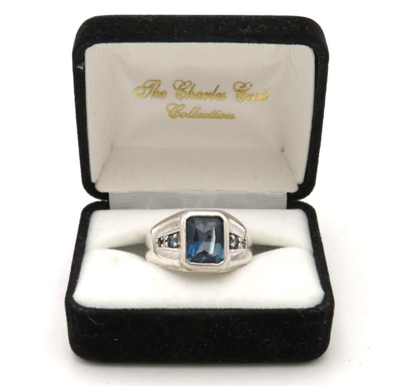 Sterling Silver and Aquamarine Gent's Ring (1 of 7)