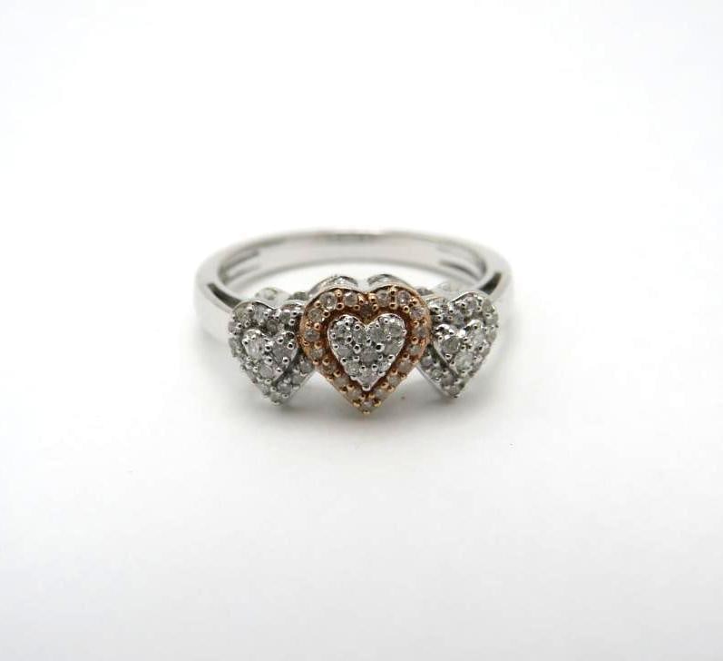 10K White Gold and White Sapphire Pave Heart Ring (1 of 6)