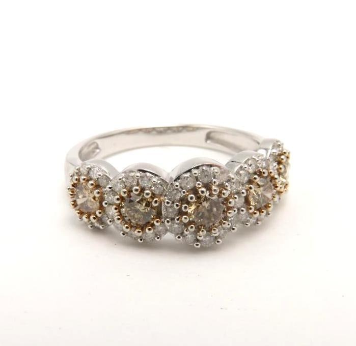 10K White Gold, Canary and White Diamond Ring (1 of 6)