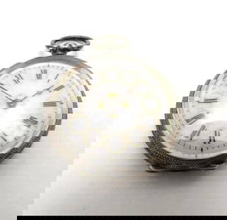 Antique Continental .935 Silver Case Pocket Watch: key wind, 39mm, engraved case, 41.9 grams total weight