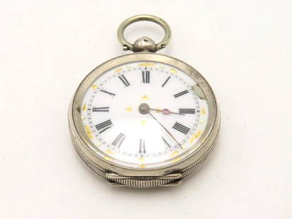 Antique Cuivre .800 Silver Case Pocket Watch: key wind, 37mm, engraved case, dial chipped, 41.1 grams total weight