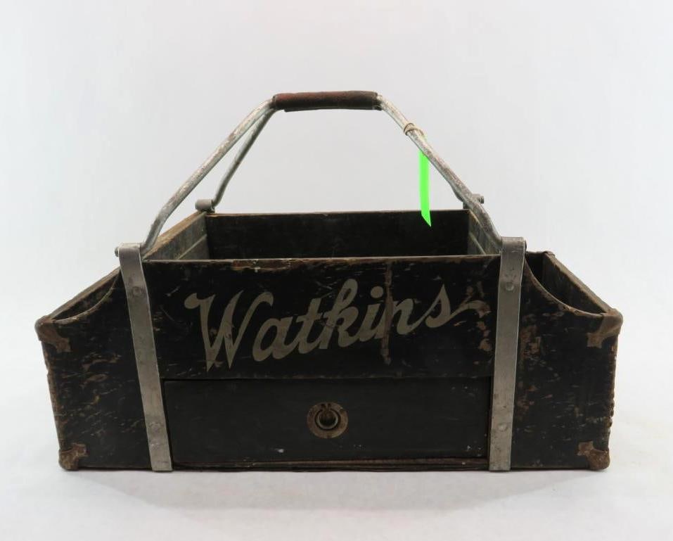 Antique Watkin's Metals Salesman's Sample Tote: Antique Watkin's Metals Salesman's Sample Tote