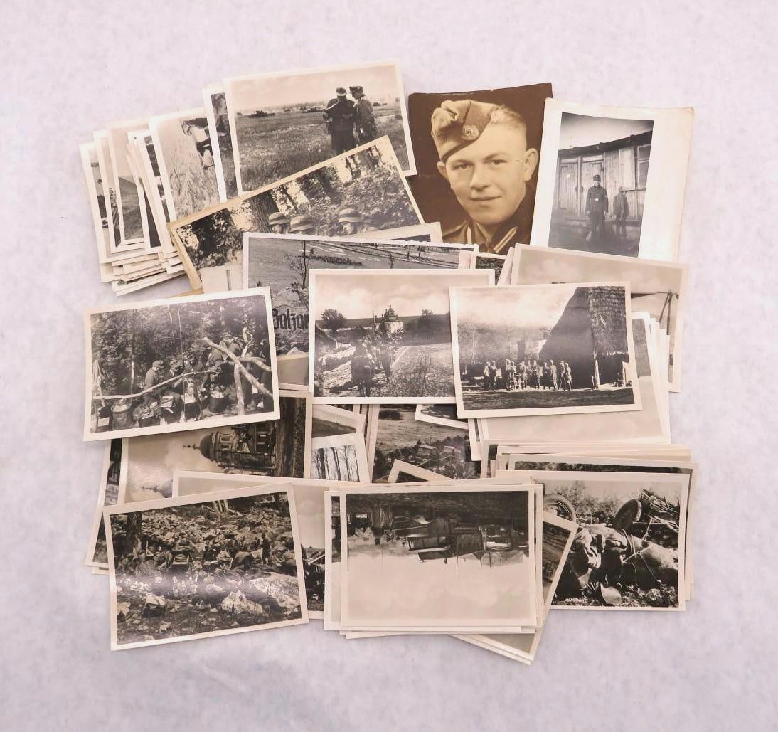 (107)+/- WWII German Battlefield Photographs and Postcards: (107)+/- WWII German Battlefield Photographs and Postcards