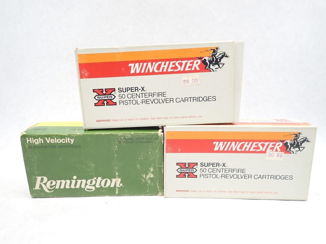 (2.5) Boxes of .44 S&W Special Cartridges: Remington box is half full