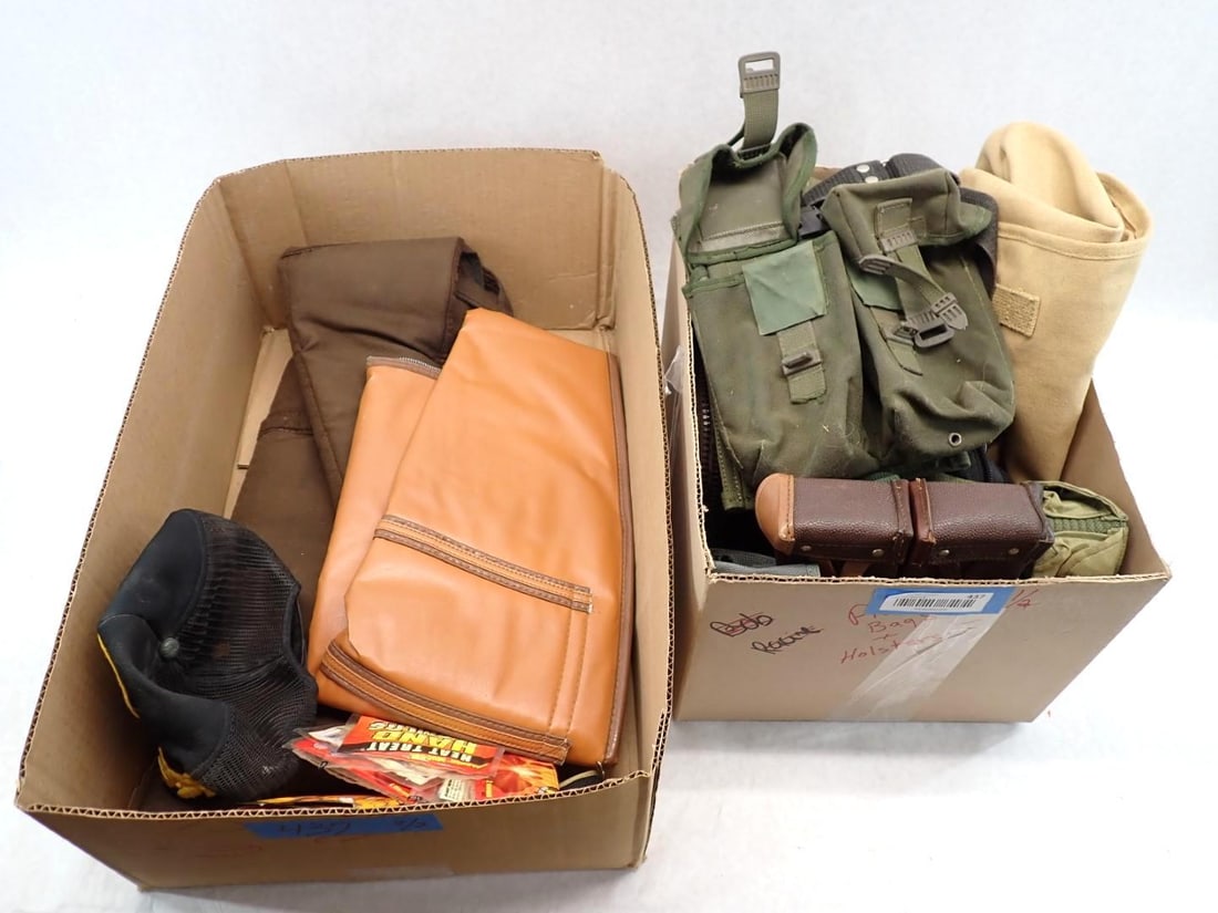 (16) Handgun Bags, Cartridge Belts, Ammo Pouch, Etc: Long Gun Cases, Canvas Field Bag