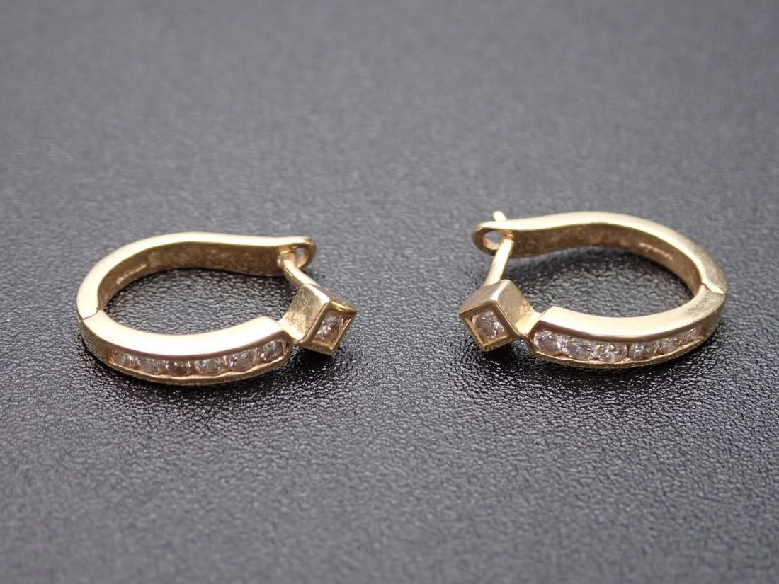 Pair of 14K Yellow Gold and Diamond Earrings (1 of 7)