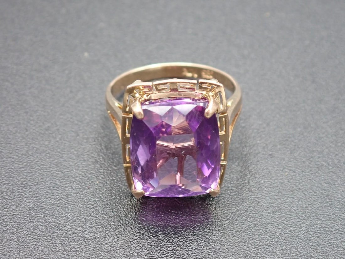 14K Yellow Gold and Amethyst Statement Ring (1 of 5)