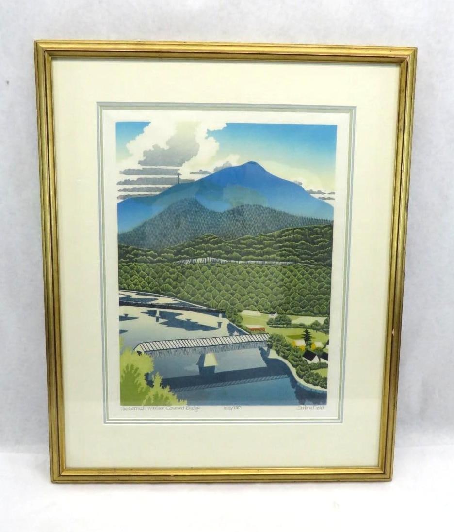Sabra Field Woodblock Print "The Cornish Windsor Covered Bridge" (1 of 15)