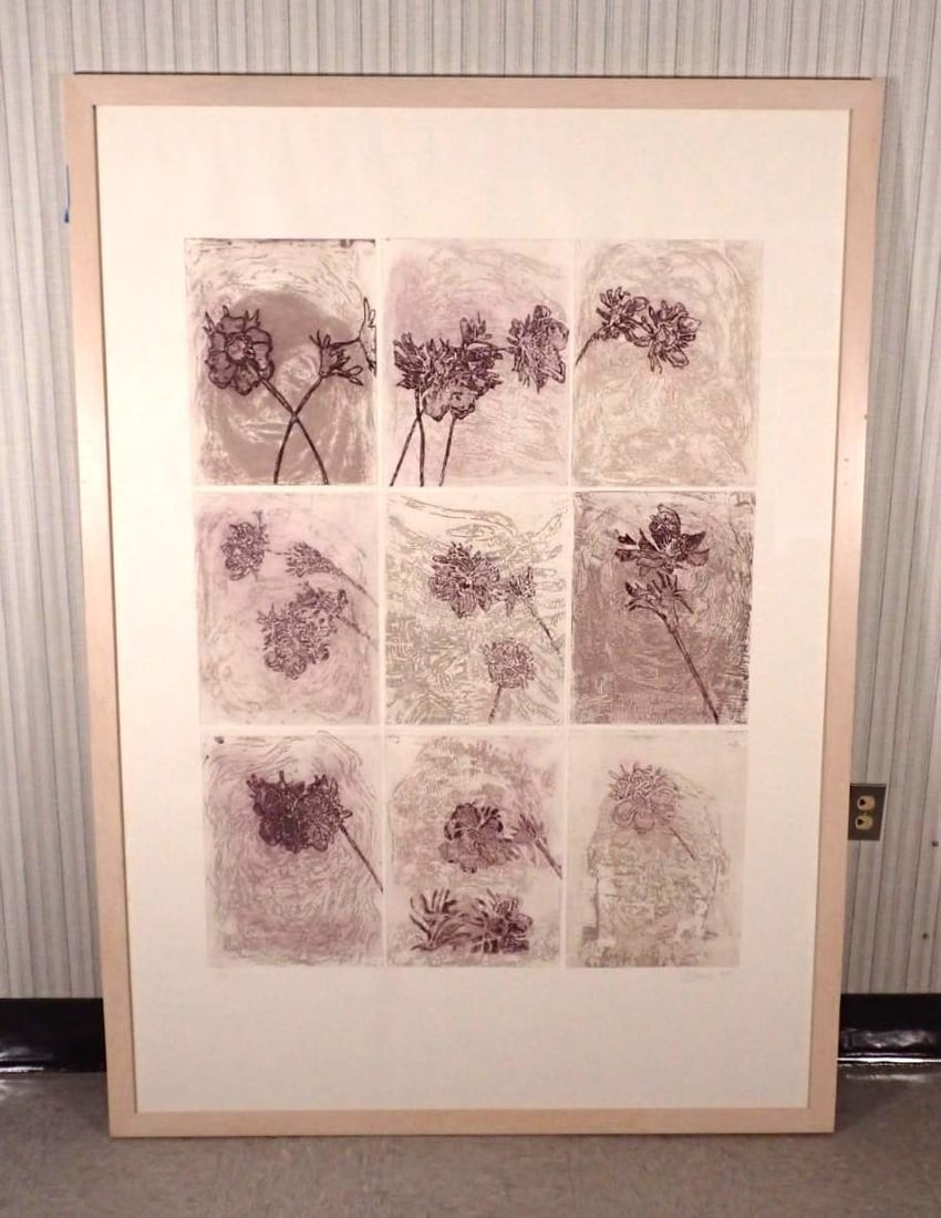 Fran Bull India Ink Etching On Pressed Paper: 1/9, signed lower right "F. Bull '09", 71" x 51" Framed