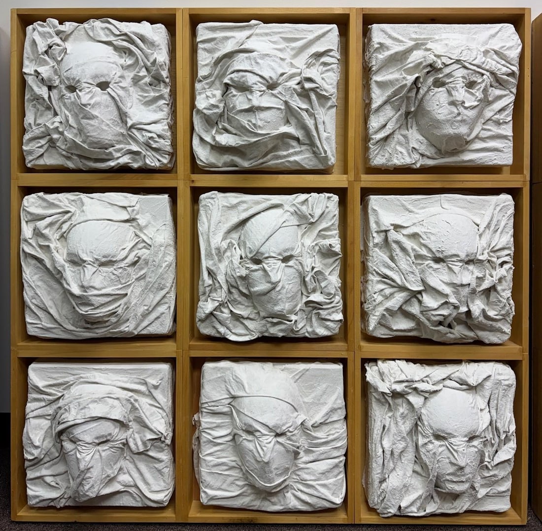 Fran Bull Plaster Cloth & Mixed Media: "The Fallen Ones - 8", 45" x 45"