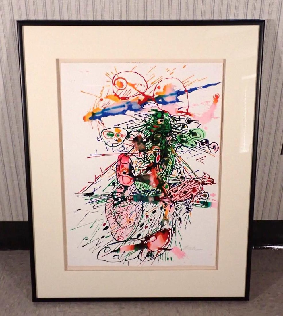 Fran Bull Mixed Media Painting On Paper: signed lower right, 41" x 33" framed