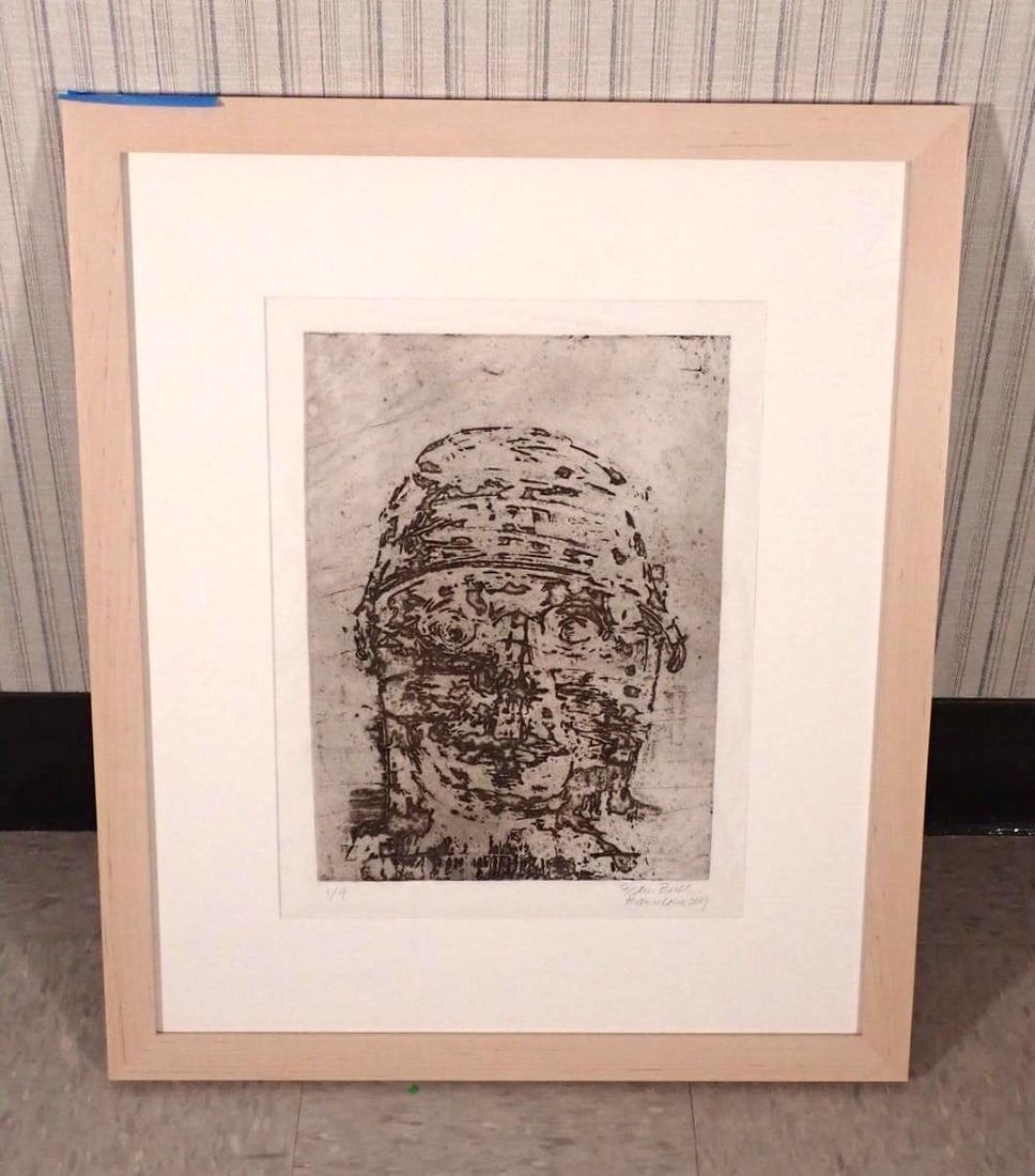 Fran Bull Original Print On Paper: Hearts & Minds "The Fallen Ones" Variation 3, signed lower right, 29" x 24 1/2" Framed